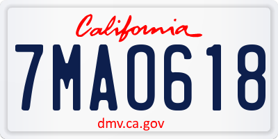 CA license plate 7MAO618