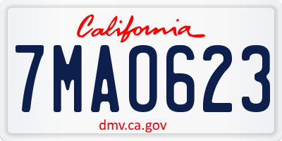 CA license plate 7MAO623
