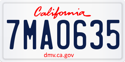 CA license plate 7MAO635