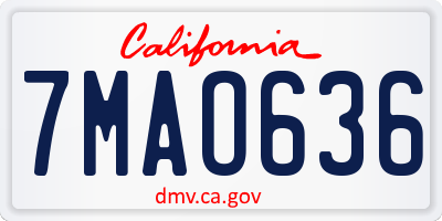 CA license plate 7MAO636