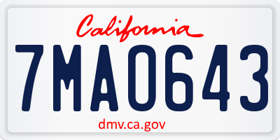 CA license plate 7MAO643