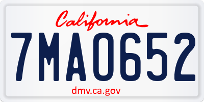 CA license plate 7MAO652