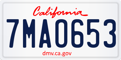 CA license plate 7MAO653
