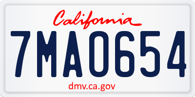 CA license plate 7MAO654