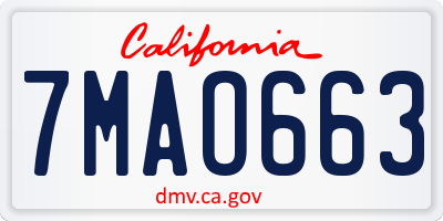 CA license plate 7MAO663