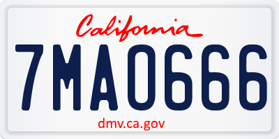 CA license plate 7MAO666