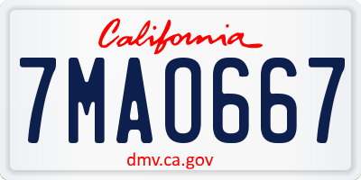 CA license plate 7MAO667