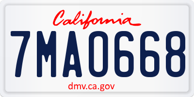 CA license plate 7MAO668