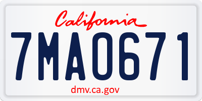 CA license plate 7MAO671