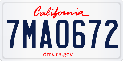 CA license plate 7MAO672