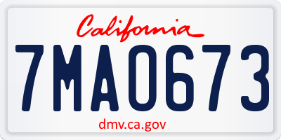 CA license plate 7MAO673