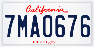 CA license plate 7MAO676