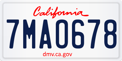 CA license plate 7MAO678
