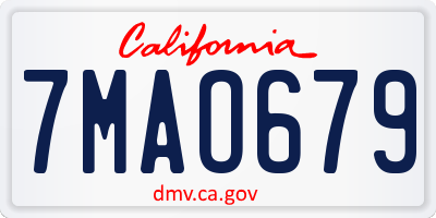 CA license plate 7MAO679