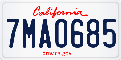 CA license plate 7MAO685
