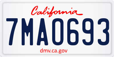 CA license plate 7MAO693