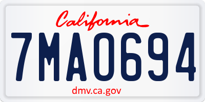 CA license plate 7MAO694