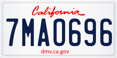 CA license plate 7MAO696