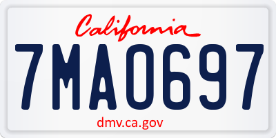 CA license plate 7MAO697