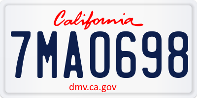 CA license plate 7MAO698