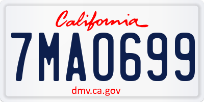 CA license plate 7MAO699