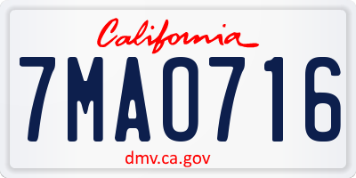 CA license plate 7MAO716