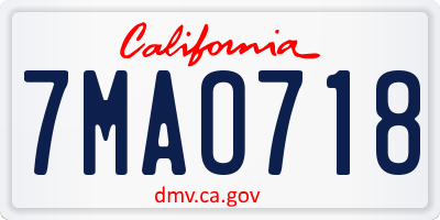 CA license plate 7MAO718