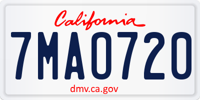 CA license plate 7MAO720