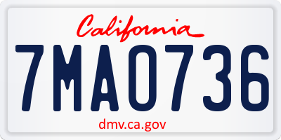 CA license plate 7MAO736