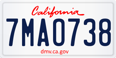 CA license plate 7MAO738