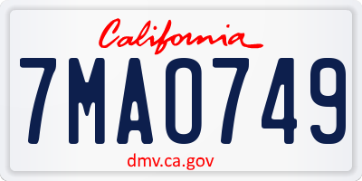 CA license plate 7MAO749