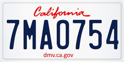 CA license plate 7MAO754