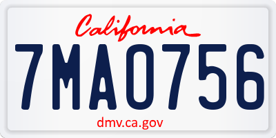 CA license plate 7MAO756