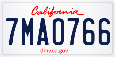 CA license plate 7MAO766