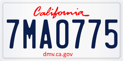 CA license plate 7MAO775