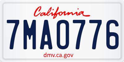 CA license plate 7MAO776