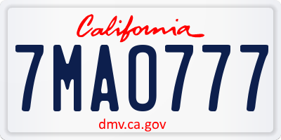 CA license plate 7MAO777