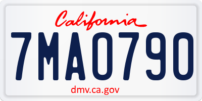 CA license plate 7MAO790