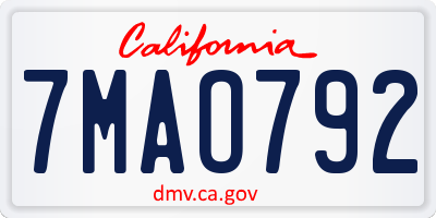 CA license plate 7MAO792