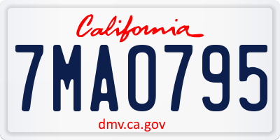 CA license plate 7MAO795