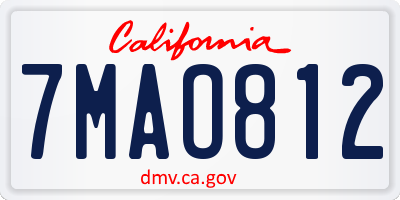 CA license plate 7MAO812