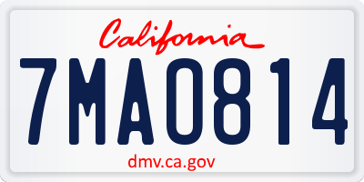 CA license plate 7MAO814