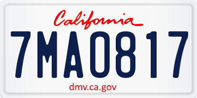CA license plate 7MAO817