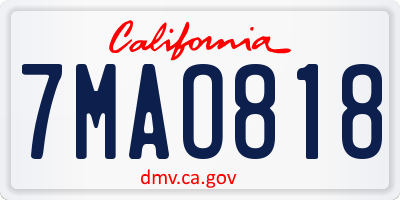 CA license plate 7MAO818