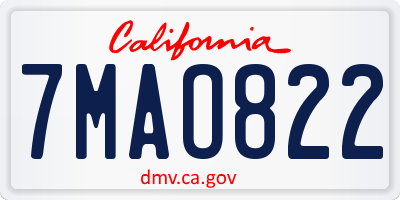 CA license plate 7MAO822