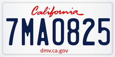 CA license plate 7MAO825