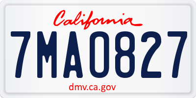 CA license plate 7MAO827