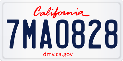 CA license plate 7MAO828