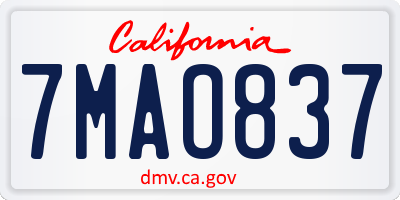 CA license plate 7MAO837