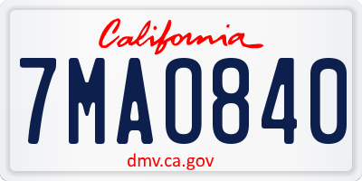 CA license plate 7MAO840